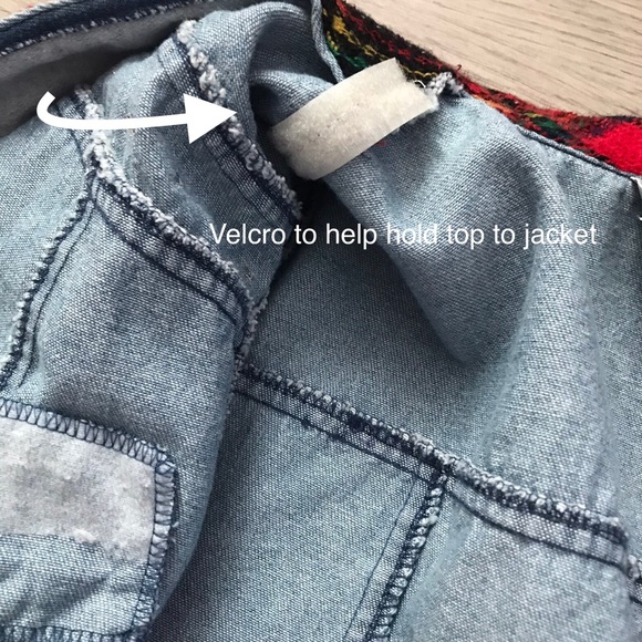 Vintage 80s Cropped Denim Jacket & Top Set, City Girl, Jean Plaid Blazer, Medium - Picture 8 of 16